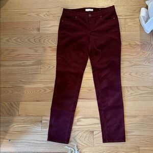 LOFT Deep Red Corduroy Trousers